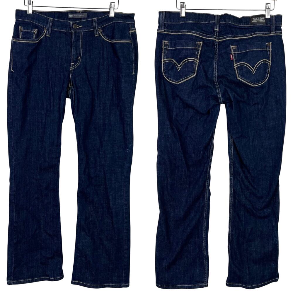 Levi's Women's 592 Curvy‎ Bootcut Denim Jean 32x32 Dark Wash Contrast Stitching